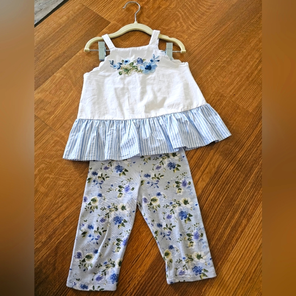 Mudpie Emboridered Floral Outfit 3T